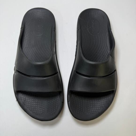 OOFOS OOahh Recovery Slide Sandals Black Size Men's 7 Women's 9 - Picture 2 of 7